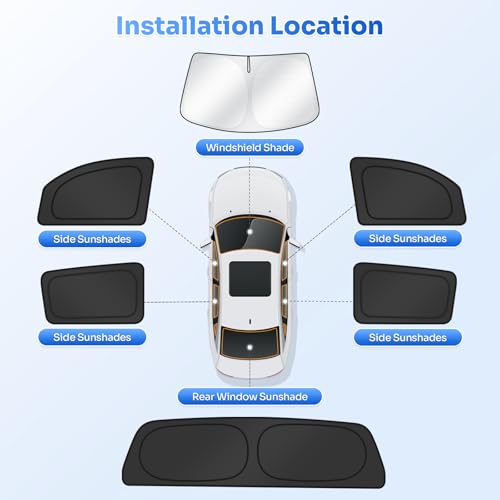 Image of Canvcle Window Shades for 2007-2021 Toyota Tundra CrewMax Cab Accessories Windshield Sun Shade Side Rear Window Covers Sunshade Sun Shield Privacy Protection for Camping Keep Vehicle Cool Black 6PCS
