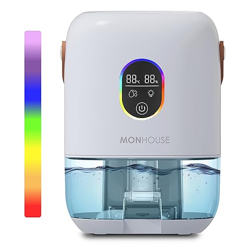 Immagine prodotto: MONHOUSE Deumidificatore - 1000 Ml - Silenzioso Assorbitore Di Umidita Elettrico - 7 Luci Notturne Colorate, 2 Modalita Di Lavoro, Spegnimento Automatico Dell'Umidita E Indicatore Della Temperatura