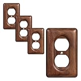 YDJSA 4-Pack Wood Outlet Covers Wall Plate Solid North American Walnut Plug Plate Covers, Electrical Wall Plates for Outlets