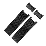 REFKIT For Ulysse for Nardin Silikon Gummi Uhr Band Curved End Strap Schwarz Braun Blau 22mm Wasserdichte Gürtel Uhr Armbänder (Color : A black no buckle, Size : 22mm)