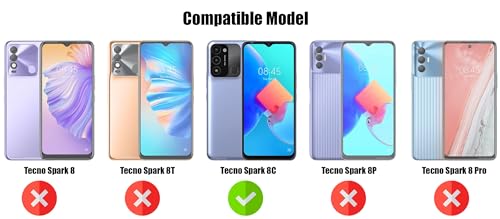 Image of Jkobi Back Cover Case for Tecno Spark 8C (Polycarbonate Clear Panel with Shockproof | Professional Black)