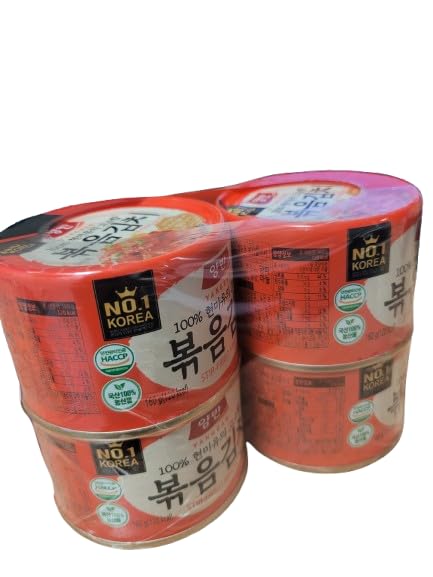 Korean Stir-Fried Kimchi with Sesame Oil 볶음김치 Yangban Canned Bokkeum Kimchi 160g x 4 – Ready to Eat, Authentic Spicy Flavor, Korea’s No.1 Kimchi Brand | DAHLORE