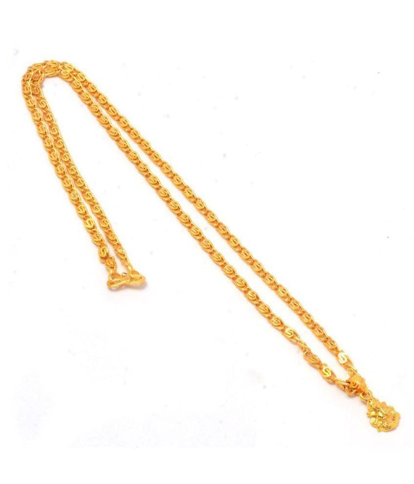 Image of Traditional 22K Gold-Plated Chain Necklace with Intricate Pendant for Women & Men