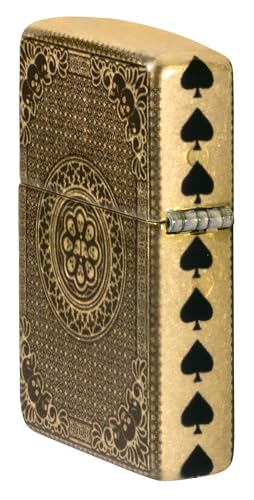 Image of Zippo Ace of Skulls Design 540 Tumbled Brass Pocket Lighter