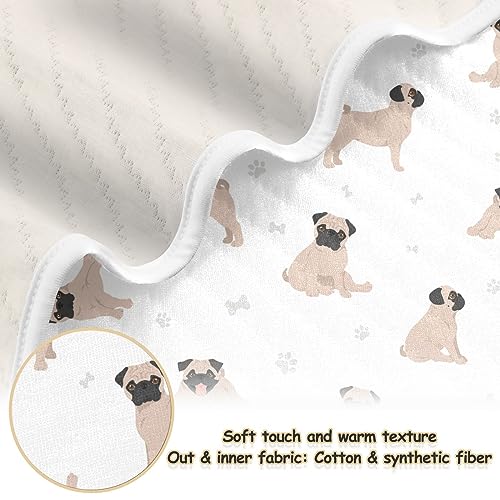 Image of Swaddle Blanket for Cute Pug Puppy Dogs Baby Receiving Blanket Muslin Baby Swaddles Soft Cotton Breathable Nursery Blankets for Unisex Boys and Girls 30x40 Inch