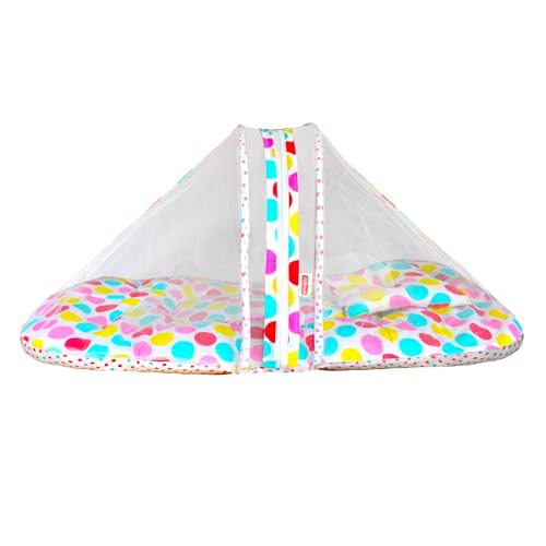 Image of VParents Mite (Polka Dots) Cotton Bedding Set & Mosquito Net
