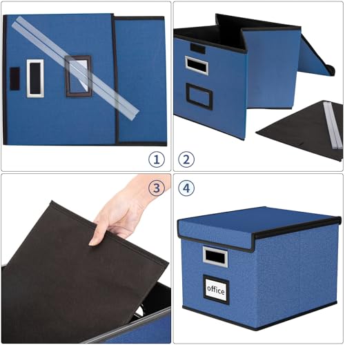 Image of File Organizer Box with Lids, Collapsible File Folder Organizer