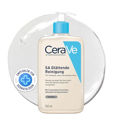 CeraVe SA Glättende Reinigung für Gesicht und Körper, Für trockene, raue und unebene Haut, Mit Hyaluron, Salicylsäure und 3 essenziellen Ceramiden, 2 x 236 ml