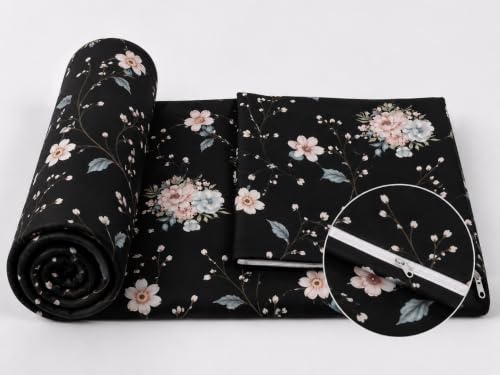 Image of Premium Quilt Cover King Double Bed with Zipper Blanket Cover /rajai Cover /Comforter Cover /Duvet Cover King Size Soft Cotton Breathable Skin Friendly 90x100 Inches, Color-White Rose Black