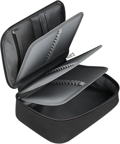 Vkwcck Estojo escolar grande com 5 compartimentos e 3 separadores removíveis, estojo de lápis multifuncional em Oxford para escola, escritório e viagens, Preto, Moda