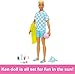 Barbie Blonde Ken Doll with Blue Button Down and Swim Trunks, Visor, Towel and Beach-Themed Accessories