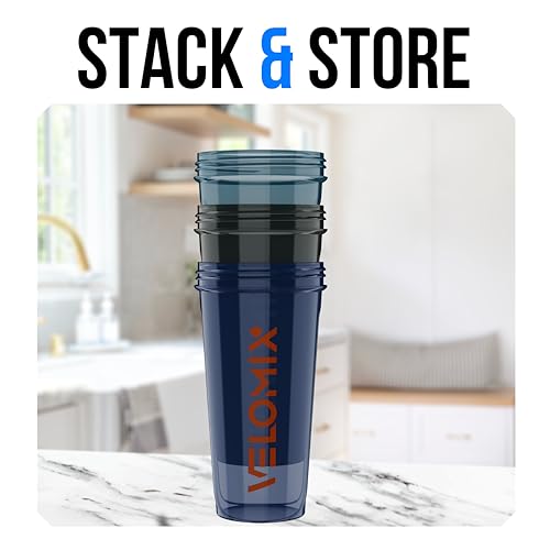 VELOMIX -3 PACK- 28 oz Protein Shaker Bottle