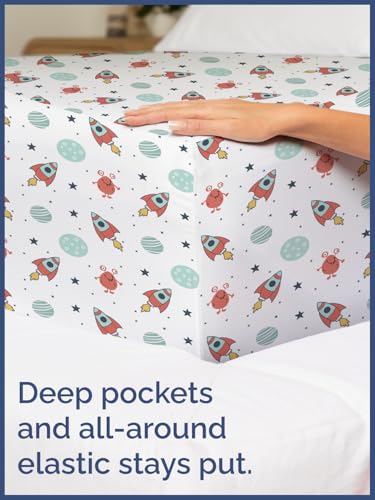 Image of Kids Queen Space Aliens Bed Sheets - 4 Piece Kids Space Aliens Sheet Set
