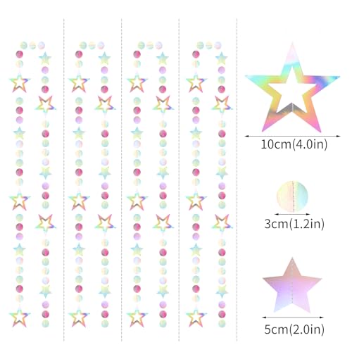 Image of Iridescent-Disco Holographic-Euphoria Star Party-Decoration Garland - 52ft Neon Twinkle Twinkle Little Star Streamers,Wedding Birthday Bachelorette Baby Bridal Shower Engagement Lasting Surprise