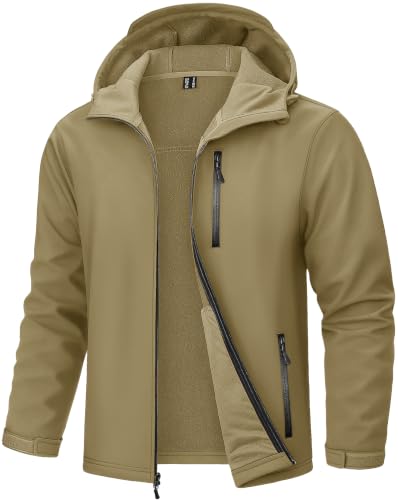 TACVASEN Men's Waterproof Softshell Jacket Fleece Lightweight Rain Coat