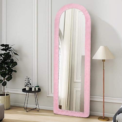 AnorTrek Fluffy Mirror Cover for Arched & Full-Length Mirrors (59x16) Stretch Fabric Non-Slip Backing Decorative Protector Soft & Durable Dcor (Mirror Not Included)