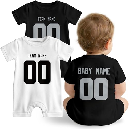 KREDE Las Vegas Baby Clothes Custom Baby Romper with Name Number Personalized Bodysuit for Baby Boys Girls