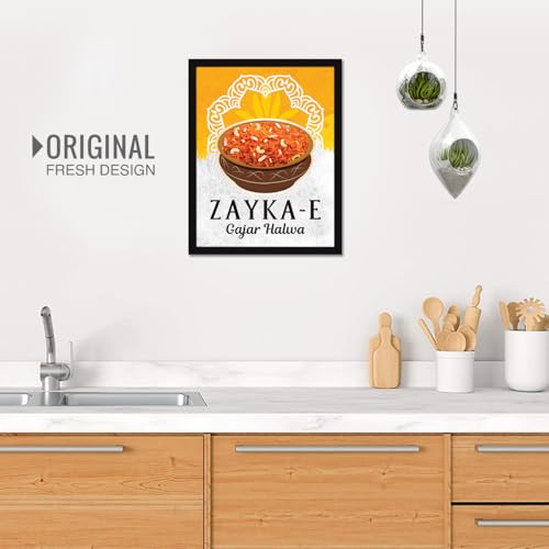 Image of Chaka Chaundh - Gajar halwa wall art poster frame Sweets Mithai shop and confectionery store wall art framed quotes decor item - Restaurant cafe food Deserts poster frame decoration items - 14 X 11 inches