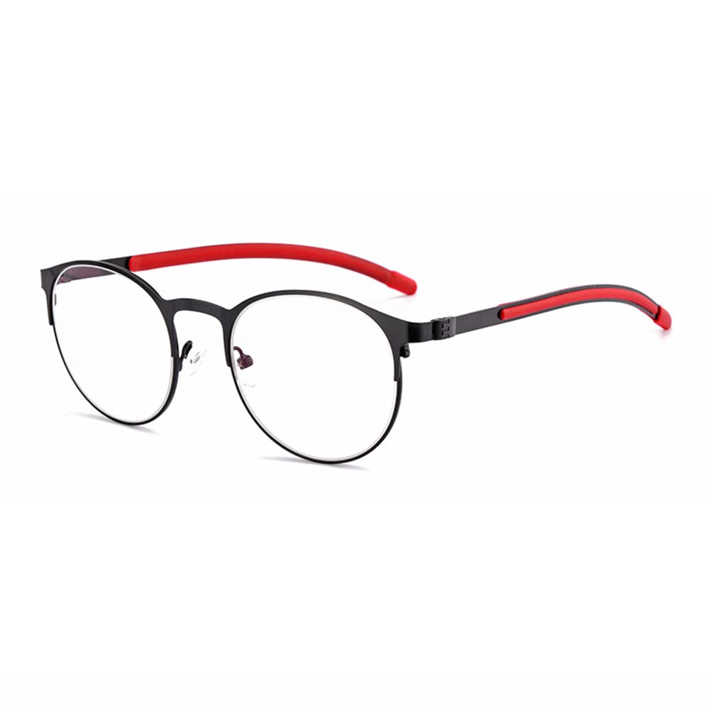 RICCIE Progressive multifokale photochrome Outdoor Sonnenbrille, Retro Metallrahmen HD Harz Glas Leser Dioptrie +1,0 bis +3,0,Rot,+2.5
