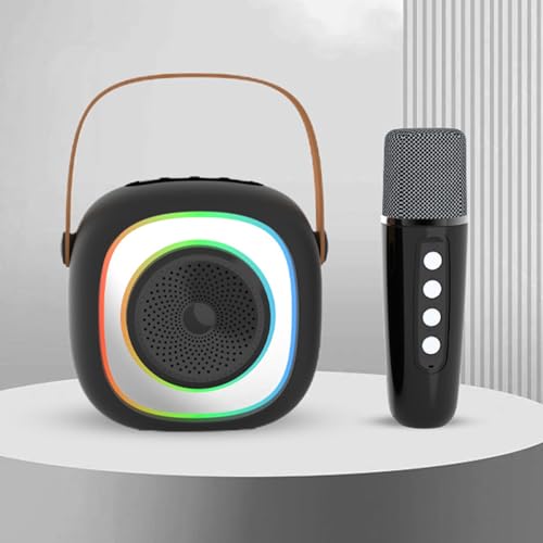 Máquina de karaokê Portátil, Alto-falante, Microfone Sem Fio Com Som Divertido, Bateria Recarregável