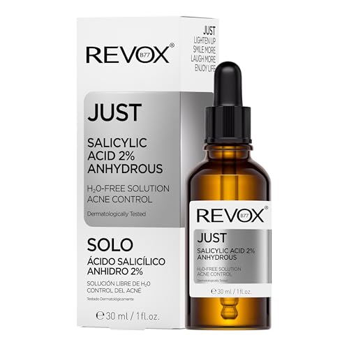 REVOX B77 - Just Salicylic Acid 2% Anhydrous, 30 ml, Sérum Ácido Salicílico 2% Anhidro, Peeling Facial, Piel con Tendencia Acneica, Desobstruye Poros y Regula el Sebo, Hidrata la Piel, Combate Acné
