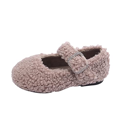 Baby House Boots Fashion Winter Children Boots Girls Flat Cotton Shoes Plush Warm Water Rhinestone Buckle Strap