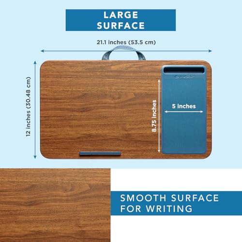 Image of LAPGEAR Home Office Lap Desk with Device Ledge, Mouse Pad, and Phone Holder - Espresso Blue - Fits up to 15.6 Inch Laptops - Style No. 91522