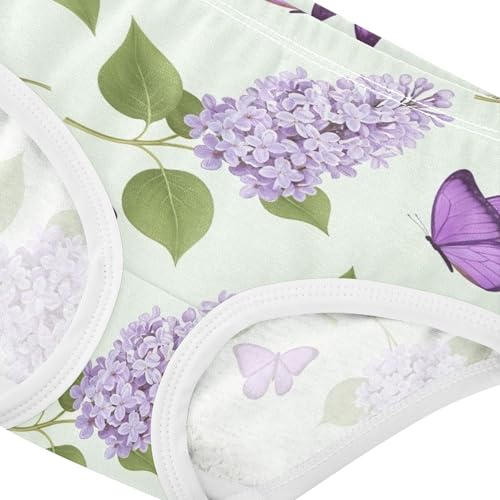 Lilac White Flowers Butterflies Little Girl Panties Toddler Underwear Floral Cotton Designer Briefs Girls Undies 2t4
