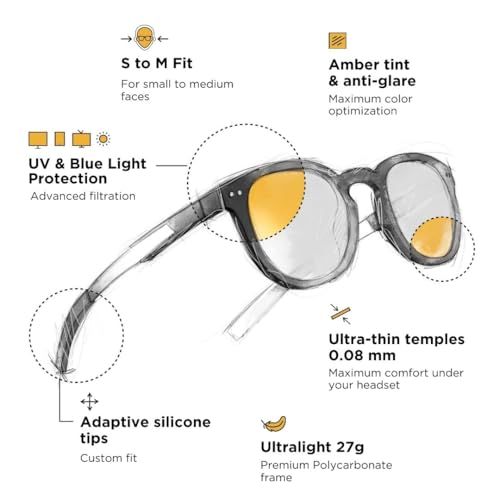 Image of Horus X • Round Blue Light Glasses Men and Women | Computer Glasses for Screens Anti-Fatigue & Eyestrain Relief | Revo Amber
