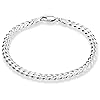 Miabella 925 Sterling Silver Italian 5mm Solid Diamond-Cut Cuban Link Curb Chain Bracelet for Men Women, Made in Italy (8.00 Inch)