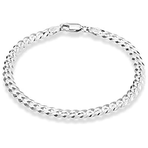 Miabella 925 Sterling Silver Italian 5mm Solid Diamond-Cut Cuban Link Curb Chain Bracelet for Men Women, Made in Italy (8.00 Inch)