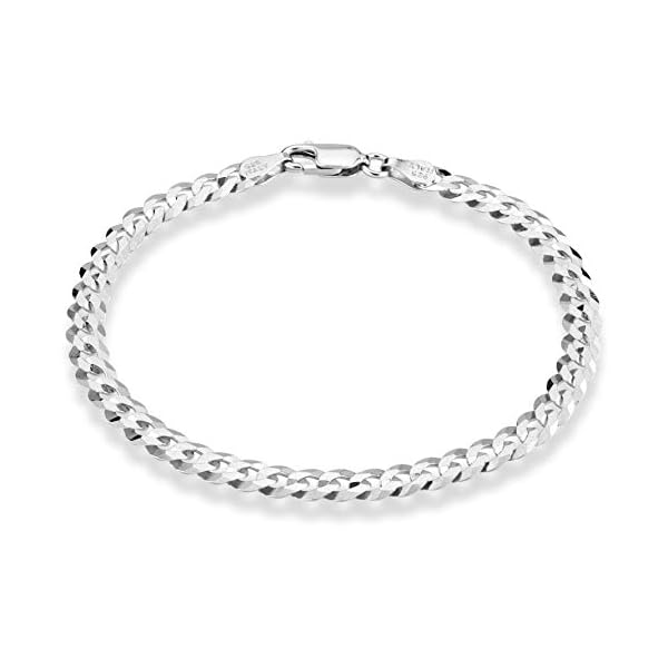 Miabella 925 Sterling Silver Italian 5mm Solid Diamond-Cut Cuban Link Curb Chain Bracelet for Men Women, Made in Italy (8.00 Inch)