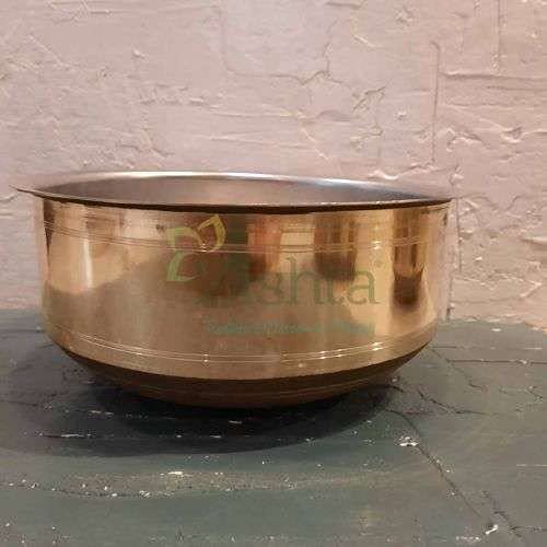 Zishta Handmade Traditional Brass Cooking Pot Sarva Kadhai (Large) | Handi / Pot for Cooking | 4 Litres | Brass Handi for Cooking Rice / Biryani / Curry | Brass Utensils for Kitchen Cooking | Brass (Dia: 26.5cm, Cap: 4-4.2L, H: 11.5cm, 1.0 Kg) 1