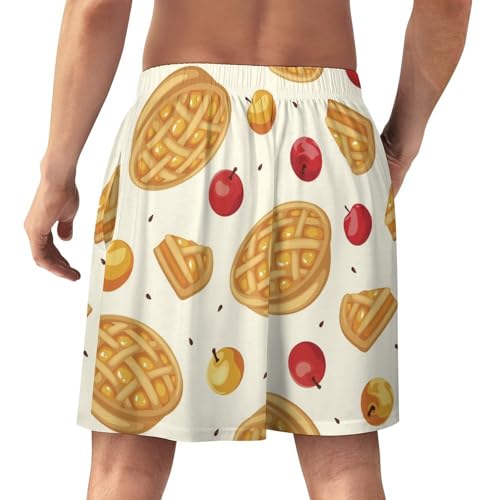 Cherry Print Cute Waffles Pattern Comfy Shorts Pajama Shorts Beach Pants Sleepwear for Men3