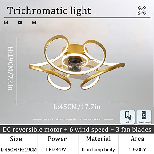 YUNZI Ventilatore da Soffitto con Luce e