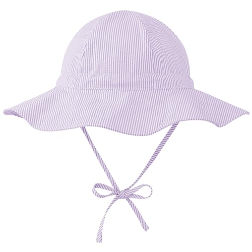 Image of Zando UPF 50+ Baby Sun Hat for Baby Girl Boy 0-4T - Wide Brim Toddler Bucket Hat Adjustable Strap Infant Hats for Outdoor