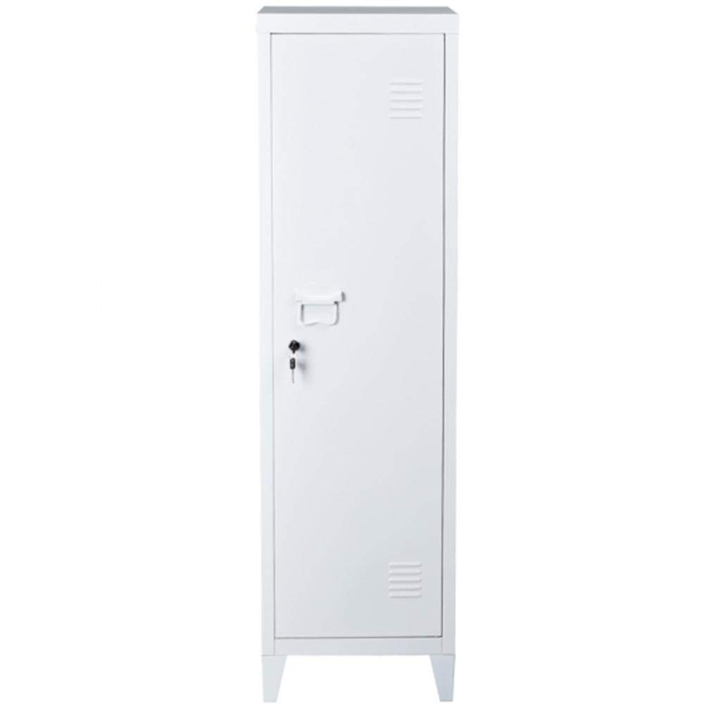 BAKAJI Armadietto Armadio da Spogliatoio Mobile Mobiletto in Metallo Chiusura Anta con Chiusura a Chiave 3 Ripiani Interni Dimensioni 138 x 38,5 x 38,5 cm Design Moderno industriale (Bianco)