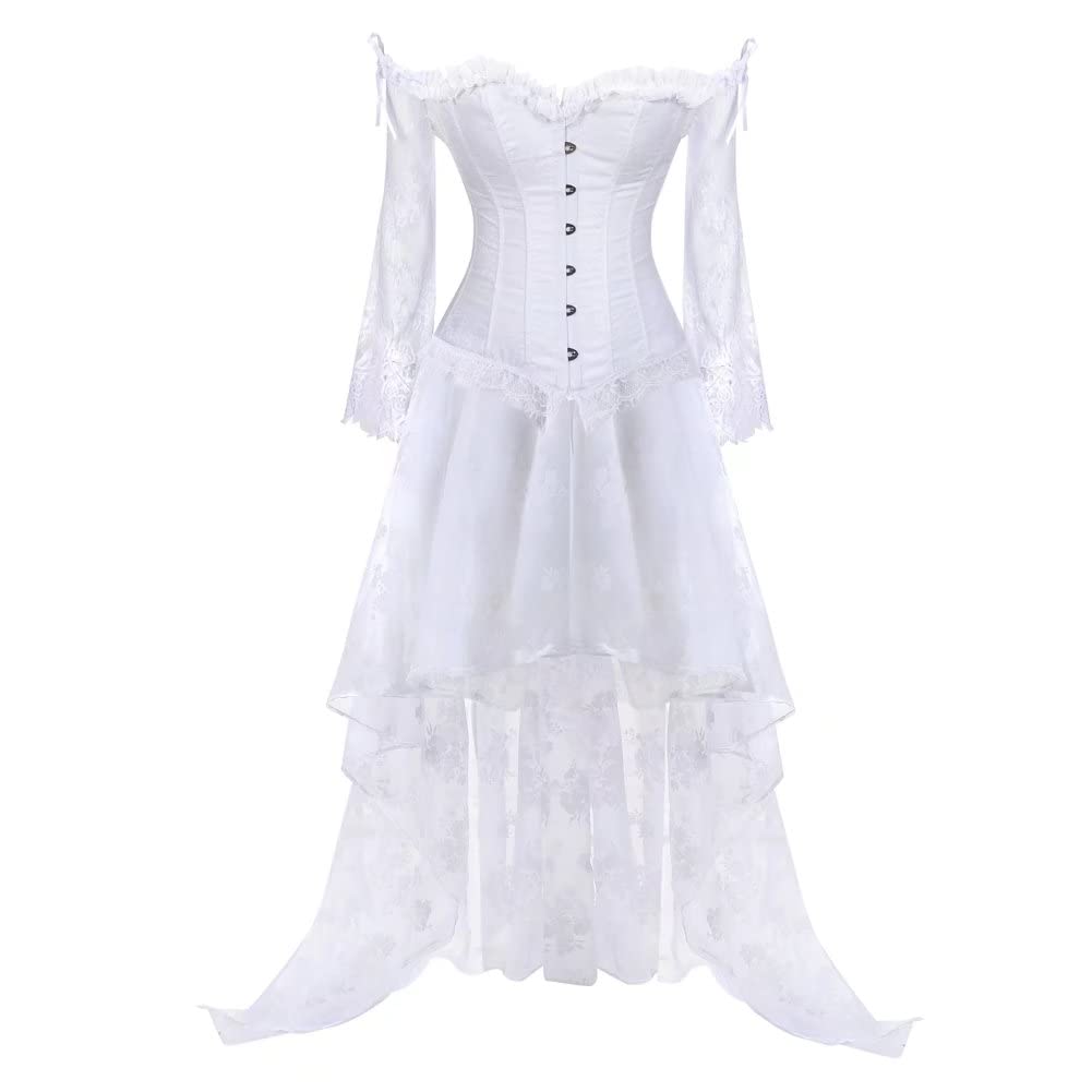 Josamogre Corset Bustier Jupe Femme Sexy Ensembles de Lingerie Dentelle en Dentelle avec Floral Guêpière Déguisement Gothique Mariage