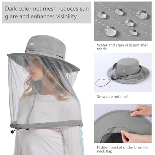 Image of BASSDASH Unisex UPF 50+ Mosquito Net Hat with Neck Flap FH17
