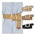 WCLADIEN black belt women Straw Elastic Woven Belt Women Summer Pin Buckle Belts Braided Wide Fashionable waist belt(Camel)