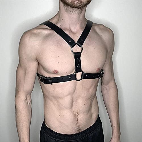 Goobester Men's Harness Tops Sword Belt Leather PU Body Bondage Clothing Strap Adjustable2