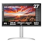 LG UltraFine 27UP83AK-W, 27 inch 4K UHD IPS Computer Monitor, FreeSync, DisplayHDR 400, Speakers, HDMI, DP, USB-C(65W PD), White