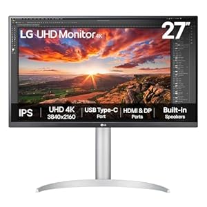 LG UHD Monitor 27UP850K – 4K IPS 27 inch, 60Hz, 5ms, DCI-P3 95%, DisplayHDR 400, High Resolution Content Creation Display, Built-in Speakers, HDMI, DisplayPort, USB-C, White