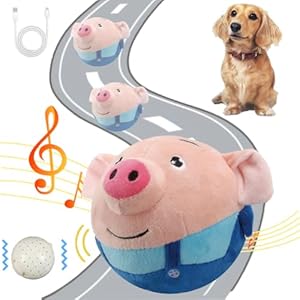 XUNNIU Jouet pour Chien, Jouet Chien Interactif, Cochon Rebondissante pour Chien, Balle Interactive Chien, Active Moving Pet Plush Toy, Balle Chien Qui Bouge Toute Seule, Bleu