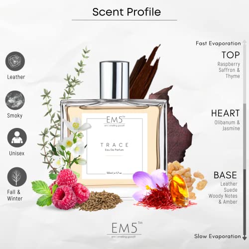 Image of EM5 Trace Unisex Perfume | Eau de Parfum (EDP) | Spray for Men & Women | Strong and Long Lasting Fragrance | Leather Animalic Warm Spicy | Gift for Men /Women | 50 ml