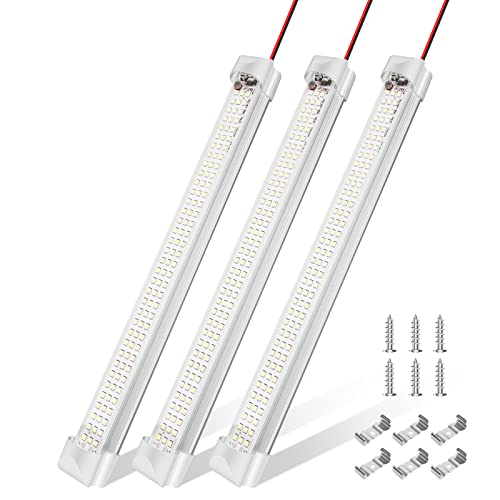 Ruban LED Auto 108 SMD LED Interieur Voiture 2200LM DC 12V 8W Lumineux Bande LED pour Camping-Car Bus Caravane Bateau 340 mm avec Interrupteur on/Off Cover