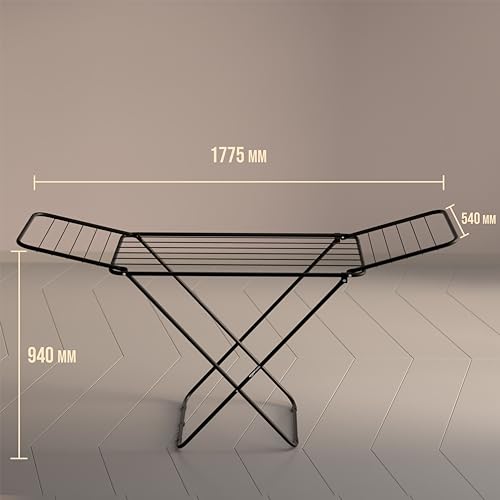 Image of amazon basics Premium Cloth Drying Stand - 3 Way Folding, 42 Feet Drying Length, 20 Drying Rails, Lightweight (Black)