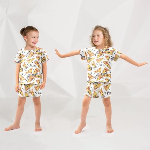 Pizza Word Pattern Pajama Set, Short Sleeve Cotton Sleepwear Nightwear4