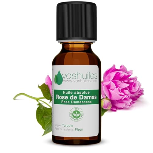 VOSHUILES - Huile Essentielle Absolue de Rose de Damas 2ml - Parfum Floral Intense- Qualité...