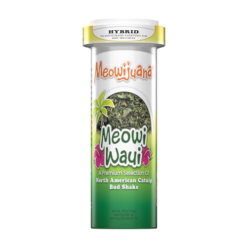 Meowijuana Meowi-Waui | Bud Shake and Catnip Blend | Large Bottle High Potency Blend | Premium Hand Harvested North American Catnip
